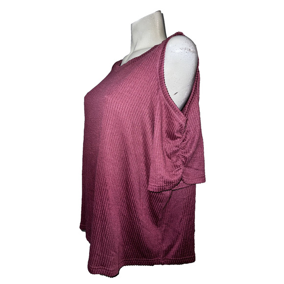 New Como Blu Top Plus Sz 3X Pink Cold Shoulder Short Sleeve Embellished Blouse - Picture 5 of 10